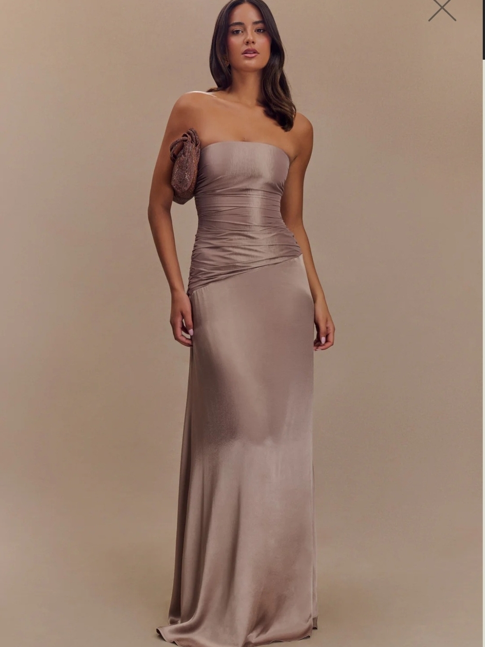 MESHKI Serena Strapless Taffeta Maxi Dress - Bronze Taupe